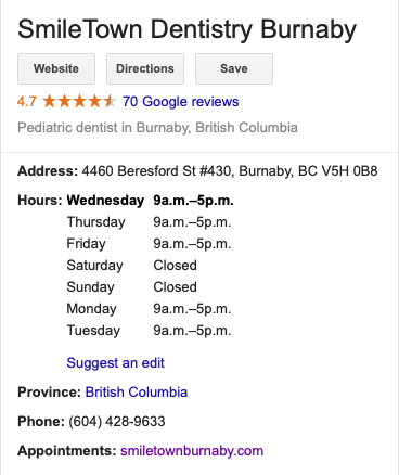 smiletown burnaby search results